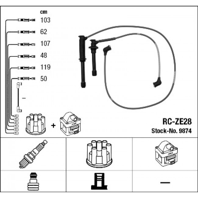 Σετ Μπουζοκαλώδια  FORD USA PROBE II; MAZDA 626 IV, MX-3, MX-6, XEDOS 6, XEDOS 9 1.8-2.5 01.92-07.00