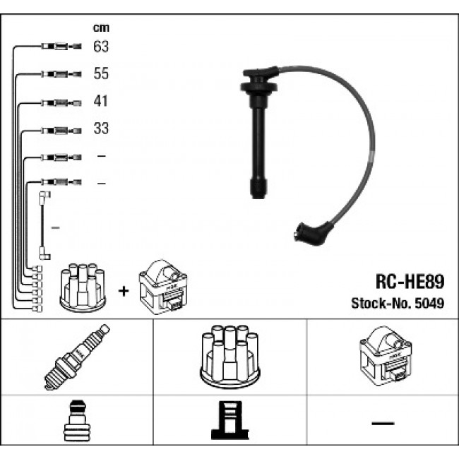 Σετ Μπουζοκαλώδια HONDA ACCORD IV, ACCORD V, ACCORD VI, PRELUDE IV, PRELUDE V 1.6-2.2 02.92-12.02