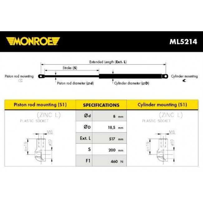 Αμορτισέρ Παγκάζ HONDA CIVIC 1996 - 1999 ( EJ / K ) ( MA / B ) MONROE ML5214 Αμορτισέρ Παγκάζ HONDA CIVIC 1996 - 1999 ( EJ / K ) ( MA / B ) MONROE ML5214