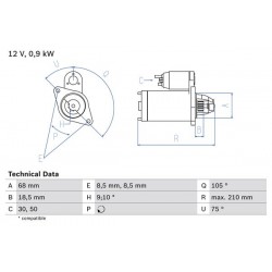 Μίζα CHEVROLET AVEO / KALOS, CRUZE, LACETTI, LANOS, NUBIRA, REZZO; DAEWOO ARANOS, ESPERO, KALOS, LACETTI, LANOS, NEXIA, NUBIRA, TACUMA / REZZO; FIAT STILO 1.2-1.8 09.82-