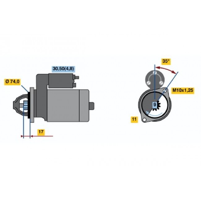 Μίζα (12V, 1,1kW) TOYOTA AURIS, YARIS 1.4D 08.05-12.12  ||0 001 107 440||