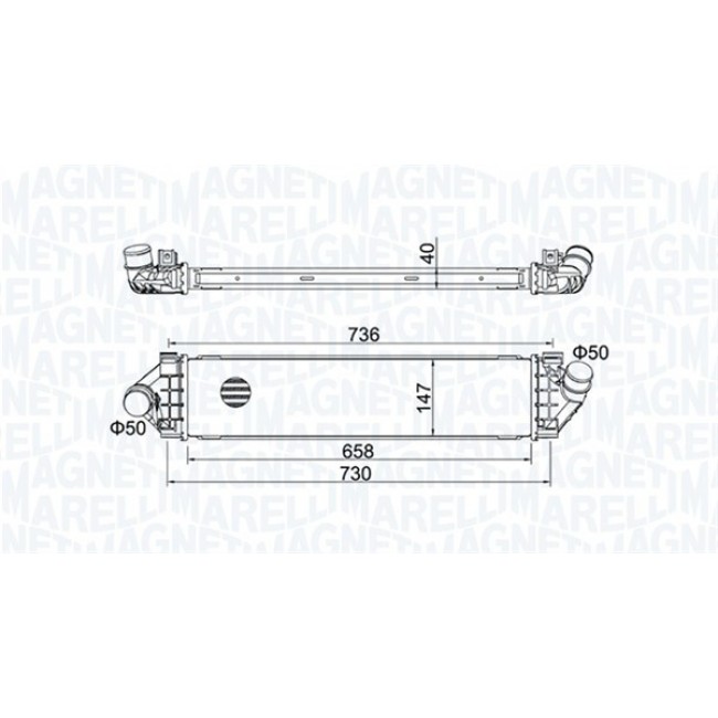 Ψυγείο αέρα υπερπλήρωσης VOLVO S60 II, S80 II, V60 I, V70 III; FORD C-MAX II, FOCUS C-MAX, FOCUS II, GALAXY II, GALAXY MK II, KUGA I, KUGA II, MONDEO IV, S-MAX 1.6D-2.5 10.03-06.19