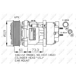 Συμπιεστής, συστ. κλιματισμού  CITROEN C4 I; PEUGEOT 206, 307, 307/KOMBI 2.0/2.0D 12.99-12.09