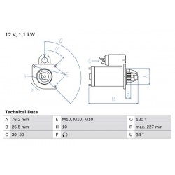 Μίζα VOLVO C30, S40 II, V50; FORD B-MAX, C-MAX, C-MAX II, ECOSPORT, FIESTA IV, FIESTA V, FIESTA VI, FIESTA/MINIVAN, FOCUS C-MAX, FOCUS I, FOCUS II, FOCUS III 1.2-1.7 08.95-