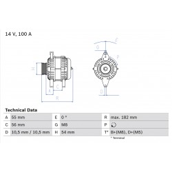 Δυναμό OPEL ASTRA G, ASTRA G CLASSIC, ASTRA G/KOMBI, ASTRA H, ASTRA H GTC, ASTRA J, COMBO TOUR, COMBO/MINIVAN, CORSA C, MERIVA A, SIGNUM, SPEEDSTER, TIGRA 1.4-2.0 02.98-