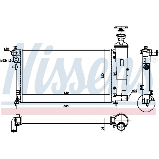 Ψυγείο νερού/εξαρτήματα  CITROEN SAXO; PEUGEOT 106 II, PARTNER, PARTNER/MINIVAN 1.0-1.6D 02.96-12.15