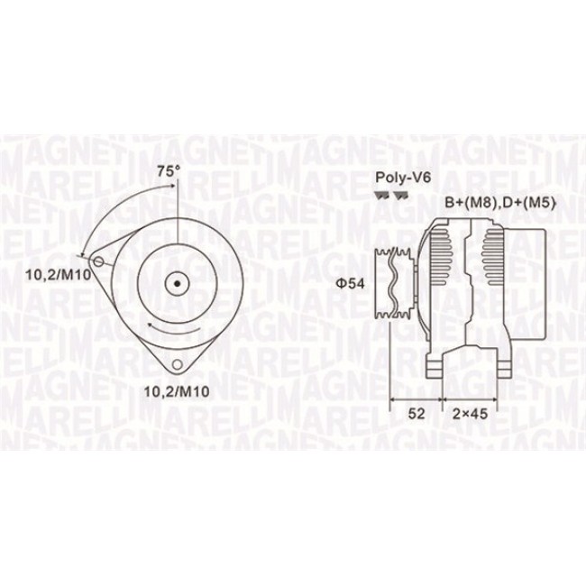 Δυναμό CITROEN BERLINGO, BERLINGO/MINIVAN, C15/MINIVAN, C5 I, C5 II, EVASION, JUMPY I, XSARA, XSARA PICASSO, XSARA/HATCHBACK, XSARA/KOMBI; FIAT SCUDO, ULYSSE 1.1-2.2 04.93-