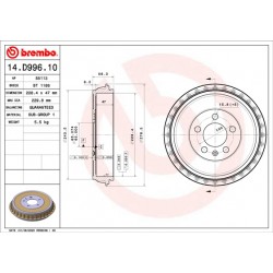 Ταμπούρο φρένου AUDI A1, A1 ALLSTREET, A1 CITY CARVER; SEAT ARONA, IBIZA V; SKODA FABIA IV, KAMIQ, SCALA; VW POLO VI, TAIGO, T-CROSS 1.0-2.0 01.17-