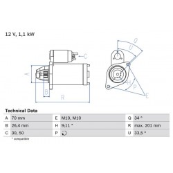 Μίζα MERCEDES C (C204), C (CL203), C T-MODEL (S203), C T-MODEL (S204), C (W203), C (W204), CLC (CL203), CLK (A209), CLK (C209), E (A207), E (C207) 1.6-5.5 05.02-