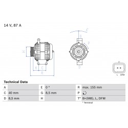 Δυναμό RENAULT CLIO II, KANGOO, KANGOO EXPRESS, MEGANE I, MEGANE I CLASSIC, MEGANE I COACH, MEGANE SCENIC, SCENIC I, THALIA I, THALIA II 1.4/1.6 01.96-