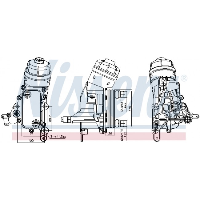 Ψυγείο λαδιού  ALFA ROMEO GIULIETTA, MITO; FIAT 500L, 500X, BRAVO II, DOBLO, DOBLO CARGO, PUNTO EVO, TIPO; JEEP RENEGADE; OPEL COMBO TOUR, COMBO/MINIVAN 1.6D 09.07-