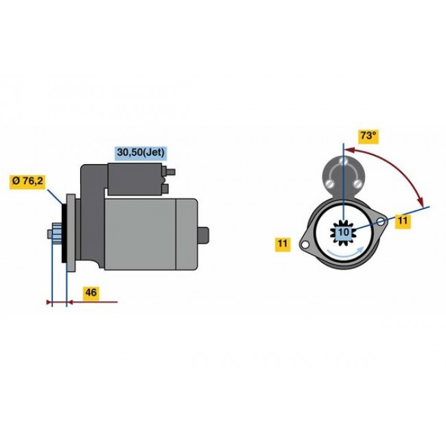 Μίζα(12V, 1kW)AUDI A3,TT; SEAT ALTEA,ALTEA XL,LEON,TOLEDO III; SKODA OCTAVIA II;VW EOS,GOLF PLUS V, GOLF V, GOLF VI, JETTA III, SCIROCCO III, TOURAN 1.4/1.8/2.0 09.04-11.17  ||0 001 121 412||