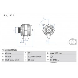 Δυναμό VOLVO S80 II, V70 III; LAND ROVER FREELANDER 2 2.0D/2.2D 10.06-12.15