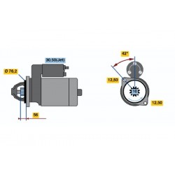 Μίζα AUDI A2, A3; FORD GALAXY I; SEAT ALHAMBRA, AROSA, CORDOBA, CORDOBA VARIO, IBIZA II, IBIZA III, LEON, TOLEDO I, TOLEDO II; SKODA OCTAVIA I; VW BORA, BORA I 1.4D-2.3 08.88-  ||0001125042||