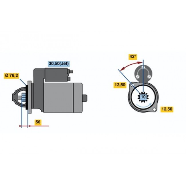 Μίζα AUDI A2, A3; FORD GALAXY I; SEAT ALHAMBRA, AROSA, CORDOBA, CORDOBA VARIO, IBIZA II, IBIZA III, LEON, TOLEDO I, TOLEDO II; SKODA OCTAVIA I; VW BORA, BORA I 1.4D-2.3 08.88-  ||0001125042||