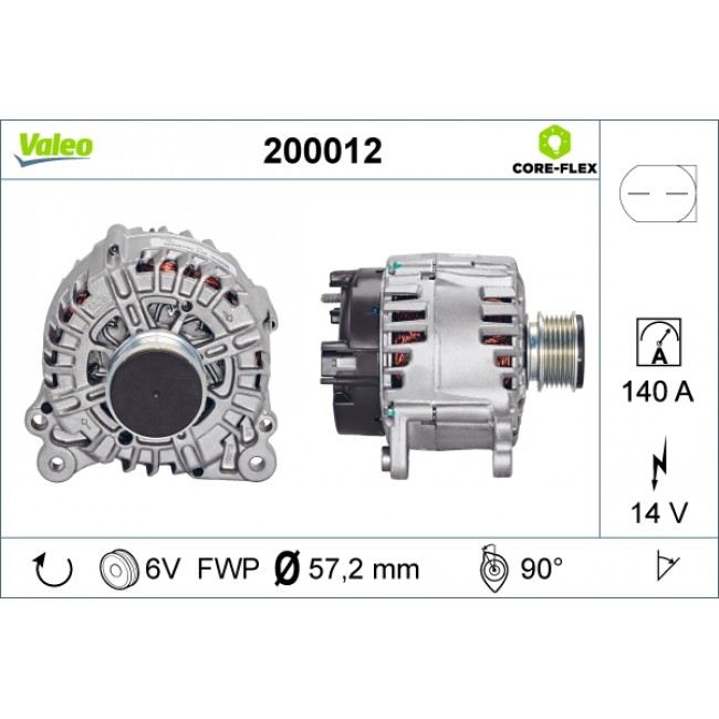 Δυναμό AUDI A1, A3, A4 B6, A4 B7, A8 D4, Q3, TT; CHRYSLER SEBRING; DODGE AVENGER, CALIBER, JOURNEY; FORD GALAXY I; JEEP COMPASS, PATRIOT; SEAT ALHAMBRA, ALTEA 1.0-4.0 09.95