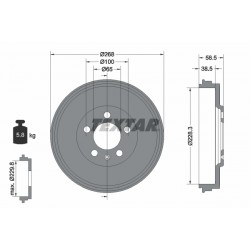 Ταμπούρο φρένου SEAT TOLEDO IV; SKODA RAPID, ROOMSTER, ROOMSTER PRAKTIK 1.0-1.6D 09.06-03.22