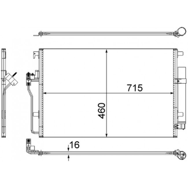 Συμπυκνωτής  σύστ. κλιματισμού MERCEDES SPRINTER 3,5-T (B906), SPRINTER 3,5-T (B907), SPRINTER 3,5-T (B907, B910), SPRINTER 3-T (B906), SPRINTER 3-T (B907), SPRINTER 3-T (B910, B907) 1.8-3.5