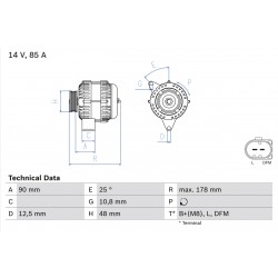 Δυναμό MG MG TF, MG ZR, MG ZS, MGF; ROVER 25 I, 400 II, 45 I, STREETWISE 1.1-1.8 03.95-12.09