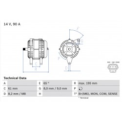 Δυναμό FORD FOCUS I, FOCUS I/KOMBI 1.8D/2.0 08.98-03.05