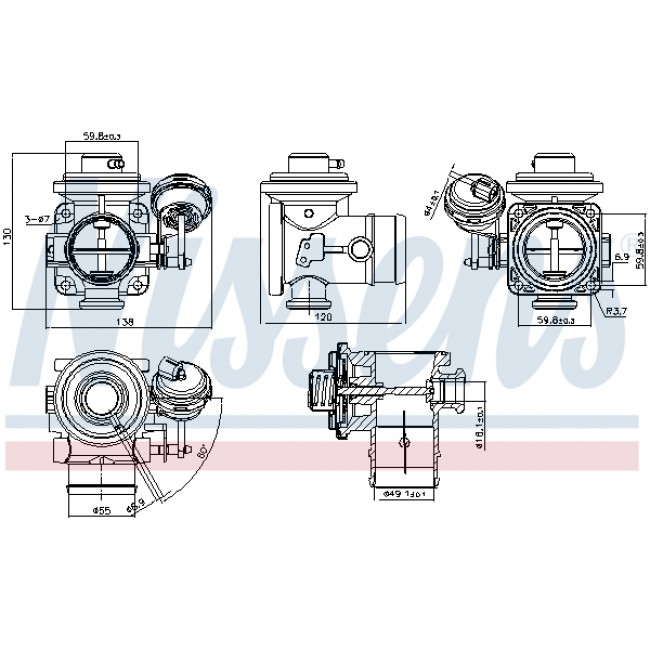 Βαλβίδα AGR VW LT 28-35 II, LT 28-46 II 2.5D 05.96-07.06