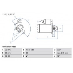 Μίζα MERCEDES C (CL203), C T-MODEL (S202), C T-MODEL (S203), C (W202), C (W203), C (W204), CLK (A208), CLK (A209), CLK (C208), CLK (C209), E T-MODEL (S210) 2.4-4.3 12.96-