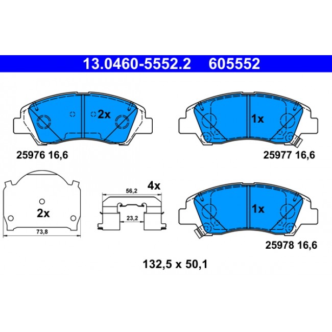 Σετ τακακιών φρένων, δίσκος φρένου Brake pads set front (with a damping pad; with extras), fits: HYUNDAI I10 I, I10 II, I10 III 1.0/1.0LPG/1.2 01.11-