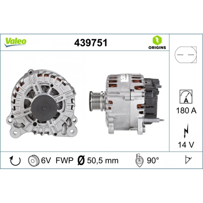 Δυναμό SKODA SUPERB II; VW CRAFTER 30-35, CRAFTER 30-50, MULTIVAN T5, MULTIVAN T6, PASSAT B6, TRANSPORTER T5, TRANSPORTER T6 2.0D/3.2/3.6 11.05-12.19