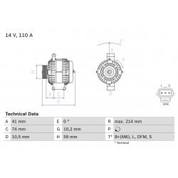 Δυναμό FORD TRANSIT 2.4D 01.00-05.06