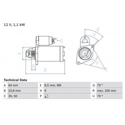 Μίζα CHEVROLET AVEO; FIAT LINEA, PUNTO; OPEL AGILA, ASTRA H, ASTRA H GTC, ASTRA J, COMBO TOUR, COMBO/MINIVAN, CORSA C, CORSA D, CORSA E, MERIVA A, MERIVA B 1.3D/1.4 06.03-