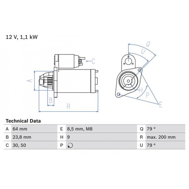 Μίζα CHEVROLET AVEO; FIAT LINEA, PUNTO; OPEL AGILA, ASTRA H, ASTRA H GTC, ASTRA J, COMBO TOUR, COMBO/MINIVAN, CORSA C, CORSA D, CORSA E, MERIVA A, MERIVA B 1.3D/1.4 06.03-