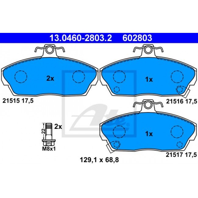 Τακάκια Σετ HONDA CIVIC 2001 - 2004 ( EP / S / U / V / M ) ATE 13.0460-2803.2