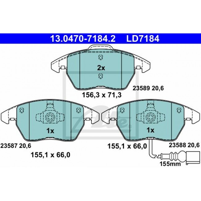 Τακάκια Σετ VW GOLF 2004 - 2008 ( Mk5 ) ATE 13.0470-7184.2