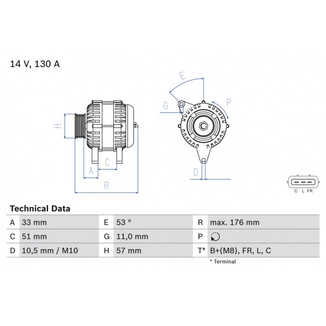 Δυναμό HYUNDAI ELANTRA V, I20 I, I30, I40 I, I40 I CW, IX20, IX35; KIA CARENS IV, CEE'D, OPTIMA, PRO CEE'D, RIO III, SOUL I, SOUL II, SPORTAGE III, VENGA 1.1D-1.7D 12.06-