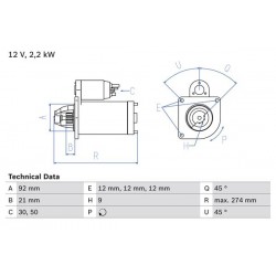 Μίζα  LAND ROVER 110/127, DEFENDER, DISCOVERY I, DISCOVERY II 2.3/2.5D 06.84-02.16