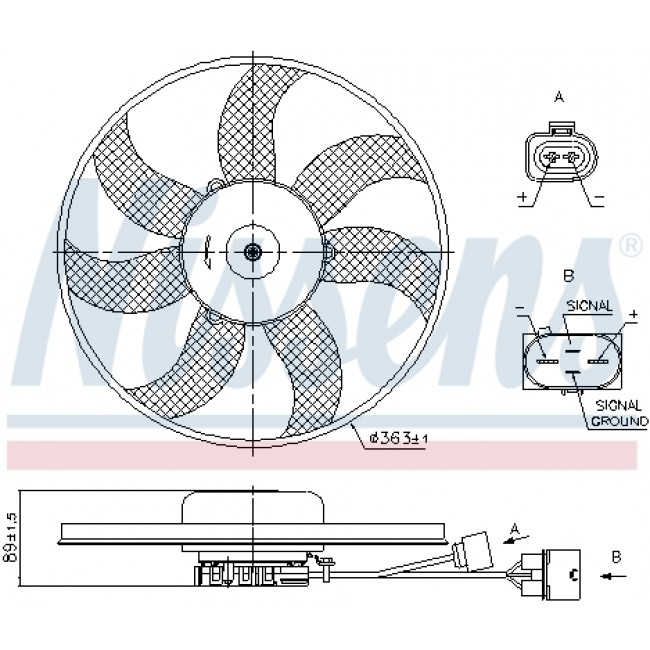 Βεντιλατέρ AUDI A1, A3; SEAT ALTEA, ALTEA XL, IBIZA IV, IBIZA IV SC, IBIZA IV ST, LEON, TOLEDO III; SKODA FABIA II, OCTAVIA I, OCTAVIA II, OCTAVIA III, SUPERB II, YETI 1.2-3.6 08.00-