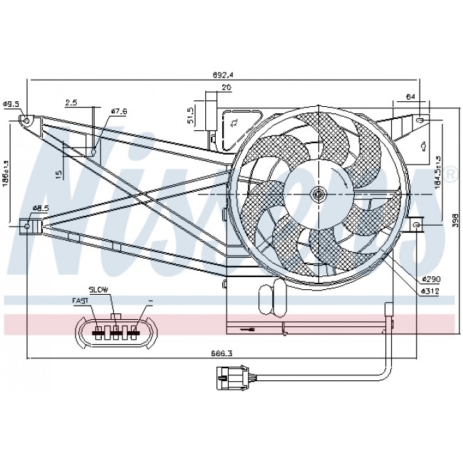 Βεντιλατέρ  OPEL VECTRA B 1.6-2.5 09.95-07.03