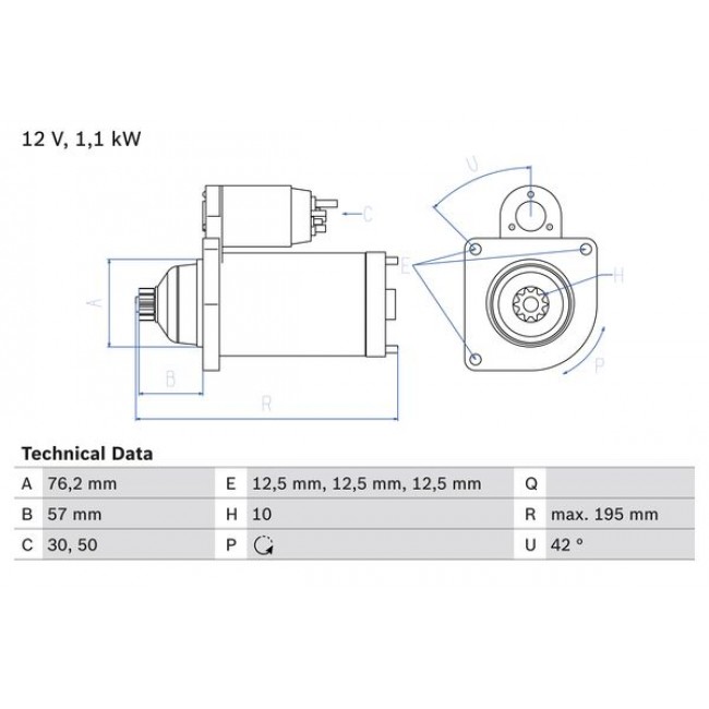 Μίζα  AUDI A3; SEAT ALTEA, ALTEA XL, LEON; SKODA OCTAVIA II, YETI; VW BEETLE, CADDY III, CADDY III/MINIVAN, EOS, GOLF PLUS V, GOLF VI, JETTA IV, PASSAT B6 1.2-2.0CNG 02.03-