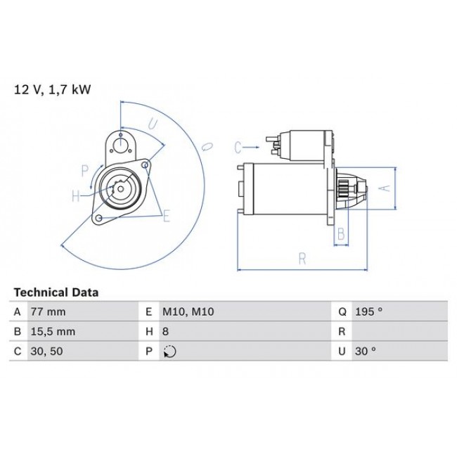 Μίζα  HYUNDAI ACCENT III, ELANTRA IV, ELANTRA V, GETZ, I10 I, I20 I, I30, IX20, MATRIX; KIA CARENS III, CEE'D, CERATO I, PICANTO I, PRO CEE'D, RIO II, RIO III 1.1D-1.6D 12.04-