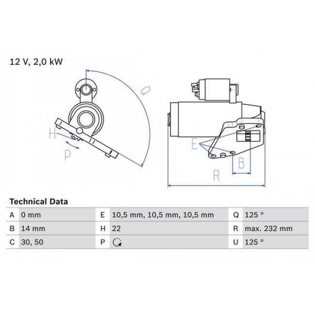 Μίζα CHRYSLER SEBRING; DODGE AVENGER, CALIBER, JOURNEY; JEEP COMPASS, PATRIOT; MITSUBISHI GRANDIS, LANCER VIII, OUTLANDER II 2.0D 09.05-