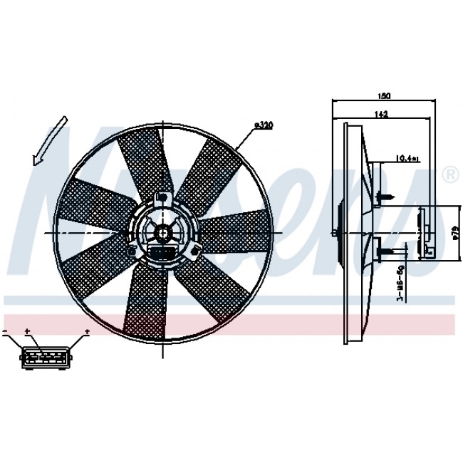 Βεντιλατέρ VW CORRADO, GOLF III, GOLF IV, PASSAT B3/B4, POLO, POLO CLASSIC, POLO II, VENTO 1.4-2.0 02.88-06.02