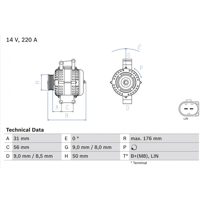 Δυναμό MERCEDES S (W221), SPRINTER 3,5-T (B906), SPRINTER 3-T (B906), SPRINTER 5-T (B906) 2.1D-5.5 10.05-12.16