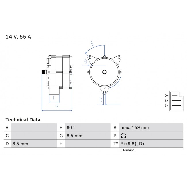 Δυναμό MERCEDES /8 (W114), /8 (W115), HECKFLOSSE (W110), HECKFLOSSE (W111, W112), S (W108, W109), T2/L, O 309, UNIMOG; LAMBORGHINI JALPA 2.0-3.8D 07.65-02.89