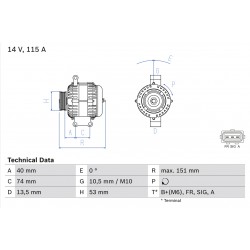 Δυναμό FORD FOCUS II, MONDEO III; JAGUAR X-TYPE I 1.8-3.0 10.00-07.11