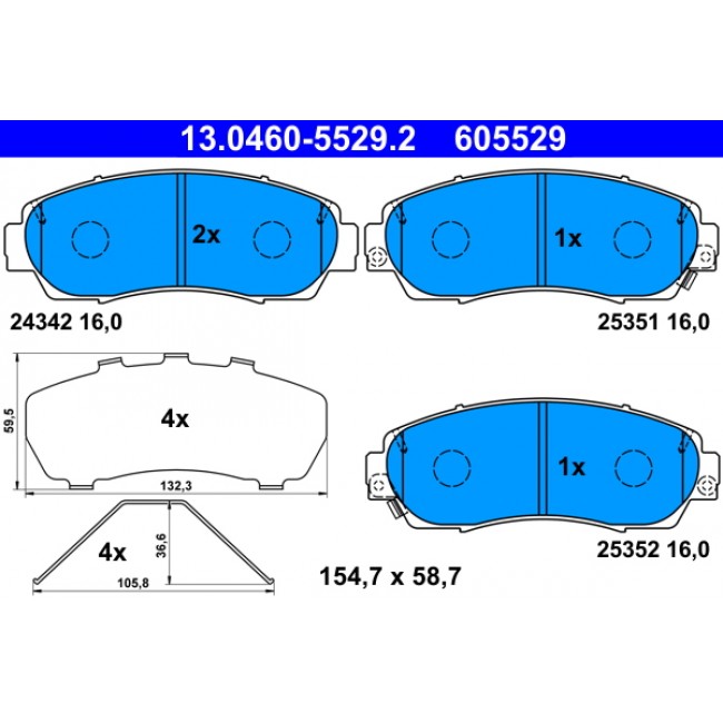 Σετ τακακιών φρένων, δίσκος φρένου HONDA CR-V IV, CR-V V, ZR-V 1.5-2.4 01.15-