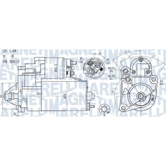 Μίζα OPEL ARENA; RENAULT CLIO I, CLIO II, ESPACE III, KANGOO, KANGOO EXPRESS, LAGUNA I, MEGANE I, MEGANE I COACH, MEGANE SCENIC, RAPID, RAPID/MINIVAN, SCENIC I 1.4-2.0 07.85-