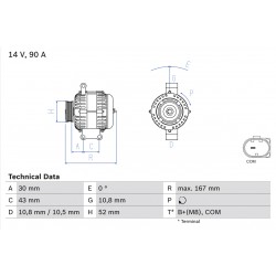 Δυναμό MERCEDES A (W169), B SPORTS TOURER (W245) 1.5/1.7 09.04-06.12